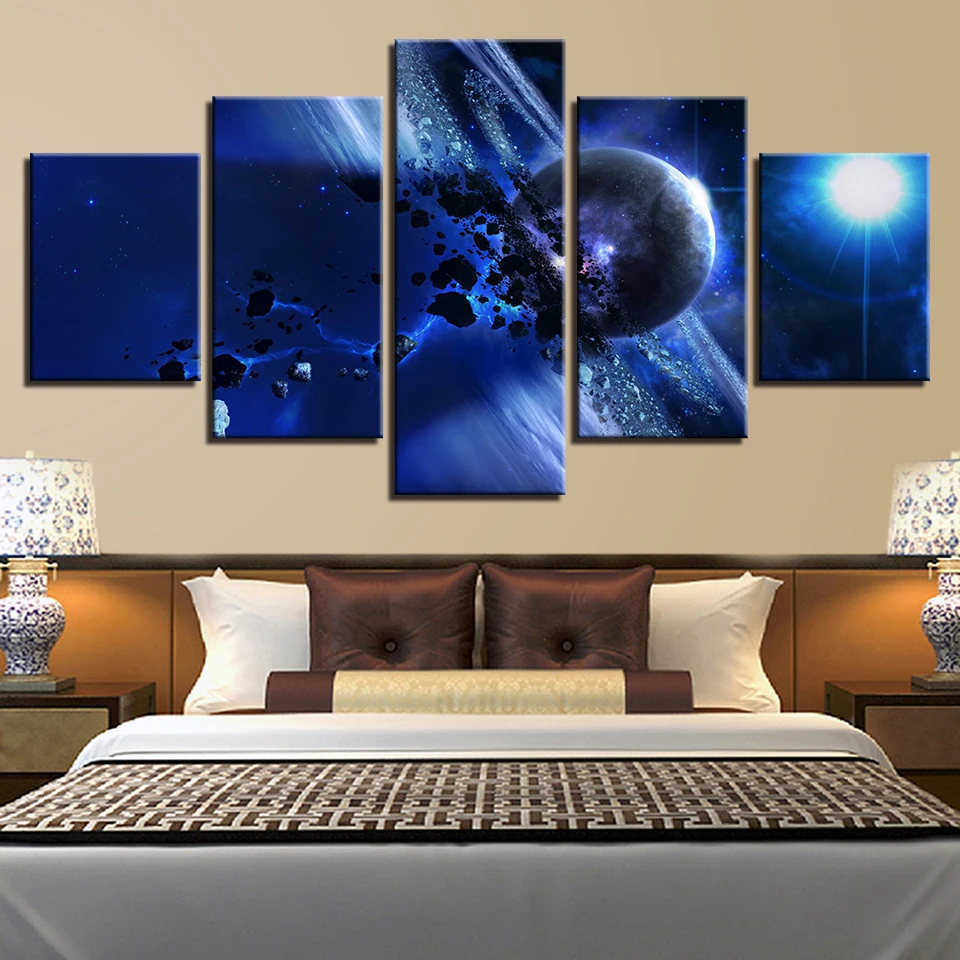 Spaceman Earth Jupiter Venus Sun Moon Universe 5 Piece Wall Pictures For Living Room Canvas Painting Art Home Decor Abstract 127 | Дом и сад