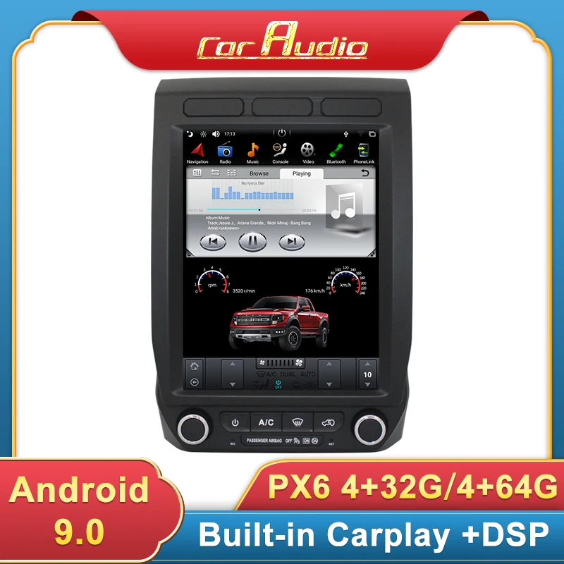 Автомобильный мультимедийный плеер PX6 Android 9 для Ford Raptor F150 2015 с навигацией Carplay DSP