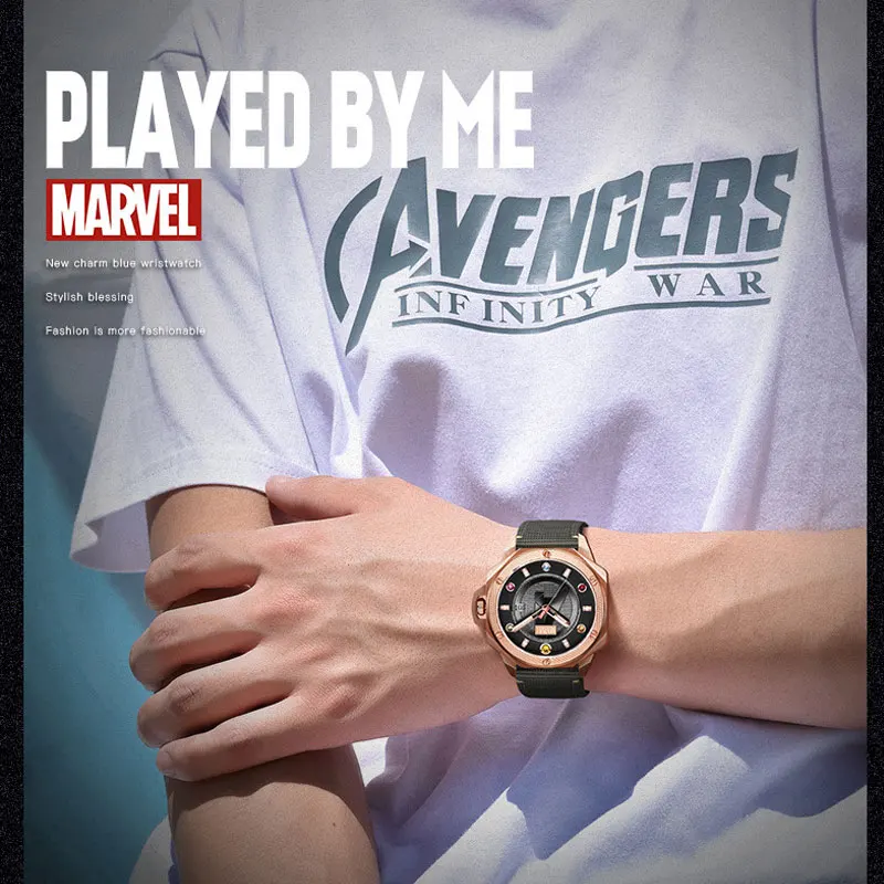 Marvel Брендовые мужские часы Роскошные Thanos мужские спортивные часы мужские кварцевые наручные часы с кожаным ремешком часы 50 м водонепроницаемые