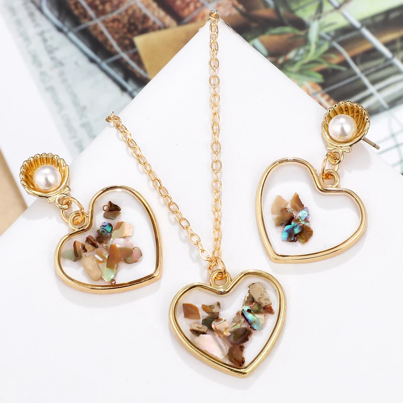 High Quality Gold Color Austrian Crystal Heart Flower Pendants Necklaces Earrings Wedding Bridal Jewelry Sets For Women | Украшения и