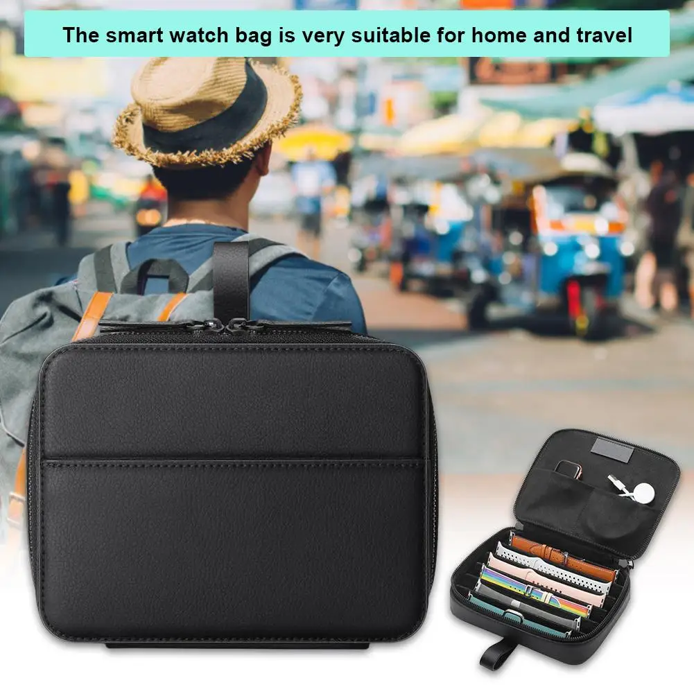 

Smart Watch Case Storage Case Lightweight Durable Watch Strap Storage Box Spacious Charger Storage Organizer Holder Bag