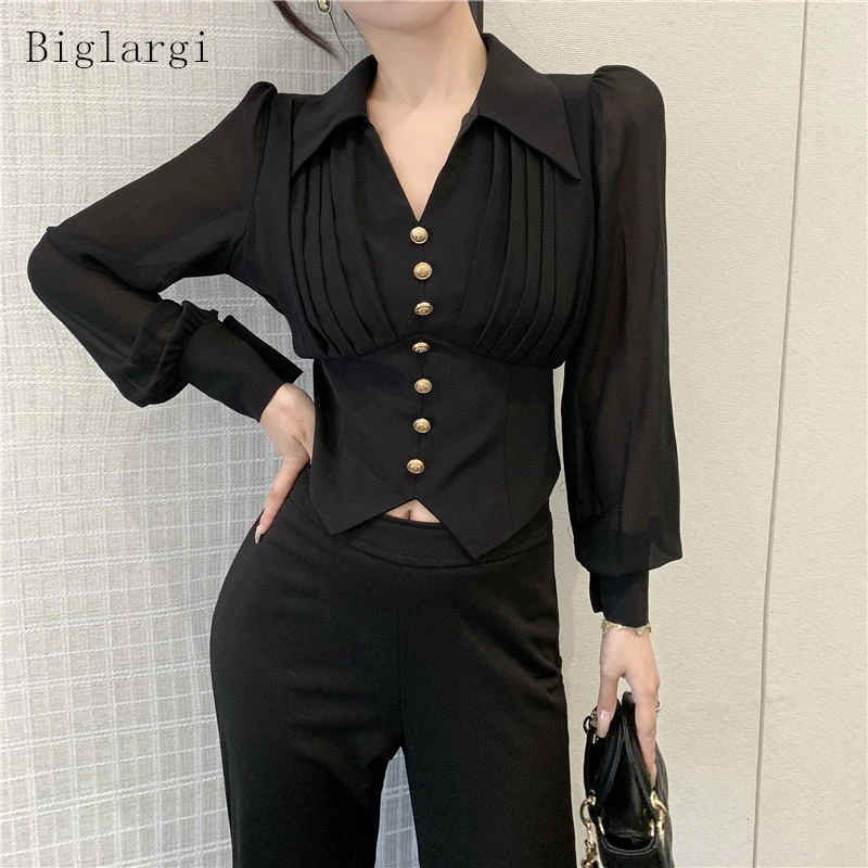

White Black Shirt Women Spring Autumn Long Sleeve Shirts Fashion Womens Irregular Blouse Crop Tops 2022 Vintage Chic Blusa