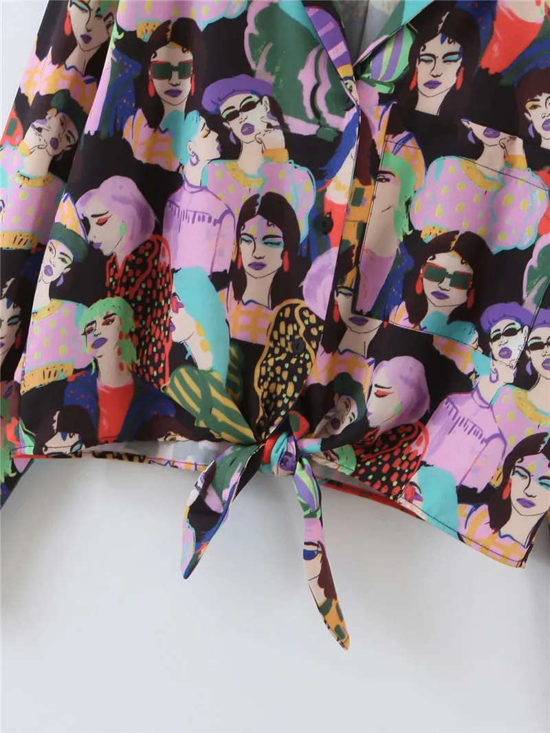 

Streetwear women cartoon character printing shirt 2020 fashion ladies v-neck shirt causal female full sleeve shirt girl chic blo