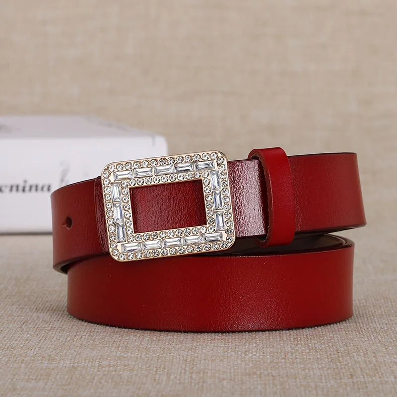 

Women/Men NEW Fashion Designer Real Leather Belts High Quality Smooth Buckle Belt Lady Adjustable Jeans Waist Belt 3.3 Cm Wide
