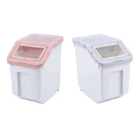 2 pcs pet dog food storage container large dry cat food box bag for moisture proof seal with measuring cup pink gray
