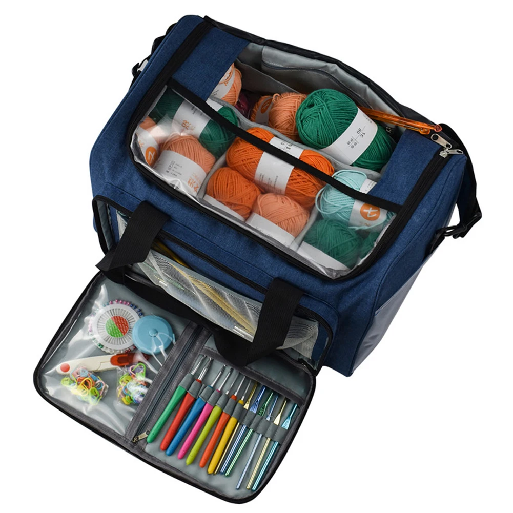 Multifunctional Inner Divider Knitting Bag Thread Crochet Hooks Needles Storage Travel Handbag Home Sewing Supplies Tote | Дом и сад