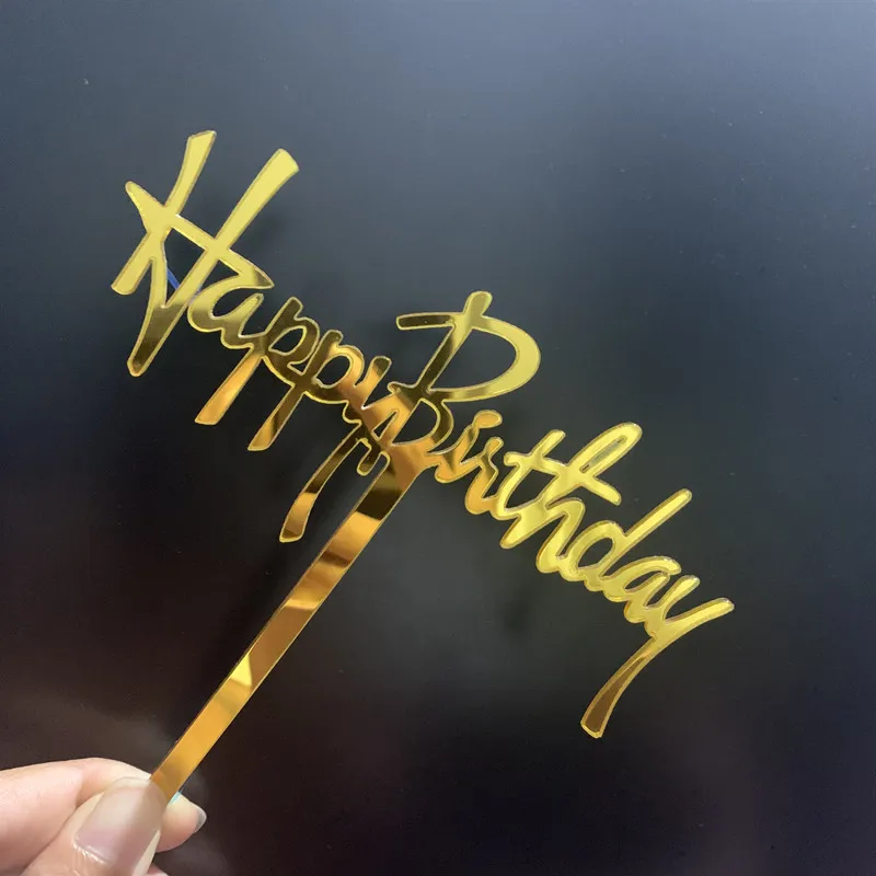 Новые акриловые топперы для торта на день рождения золотые и розовые кексов