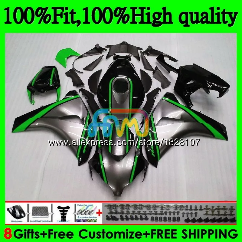 

Впрыска для HONDA CBR1000 CBR 1000 RR CC 1000RR 08 109BS.61 CBR1000RR 08 09 10 11 2008 2009 2010 зеленый серебристый 2011 обтекатель OEM