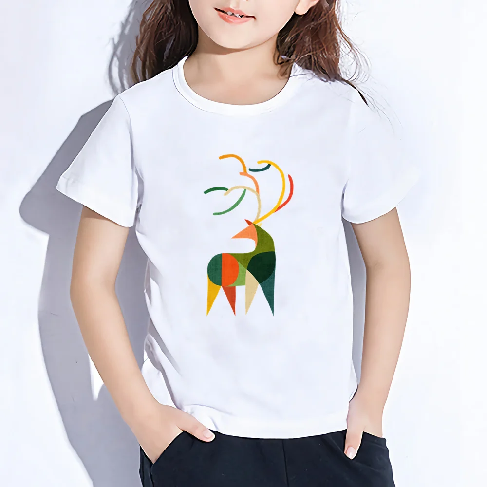 

Children Fashion T-shirt Deer Printing Tops Boys And Girls Clothing Summer Cartoon T Shirt Kawaii Short Sleeve Tees,YKP111