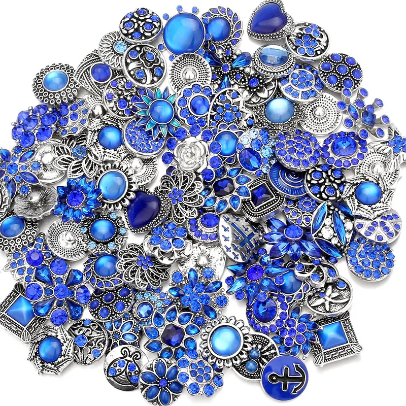 

XH989 Wholesale purple yellow blue pink red High quality crystal 18mm metal snap button 60PCS/LOT random delivery