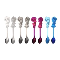 8 pcs set romantic couple coffee spoons mini colorful tea spoon cutlery silver small spoon gold cake dessert scoop for party