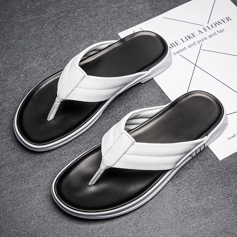 

Soft Slippers Men Men Slippers Leather Men's Rubber Sandals Zapatillas De Seguridad Designer Flip Flops Slipers For