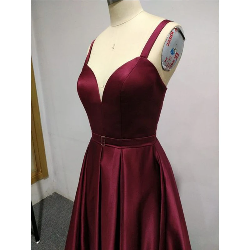 Высококачественные вечерние платья красного вина женские атласные А силуэта с