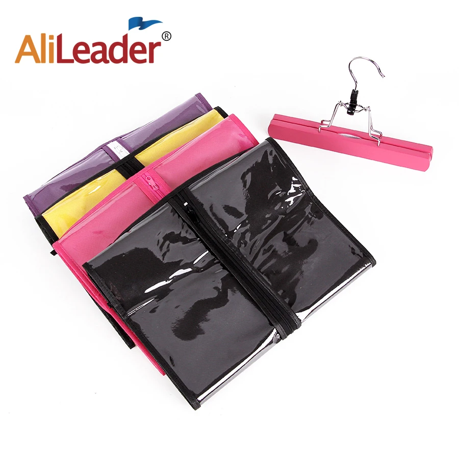 wig accessories tools black pink storage of wig bag with wig hanger holder for hairpiece non woven fabric customize logo brand free global shipping