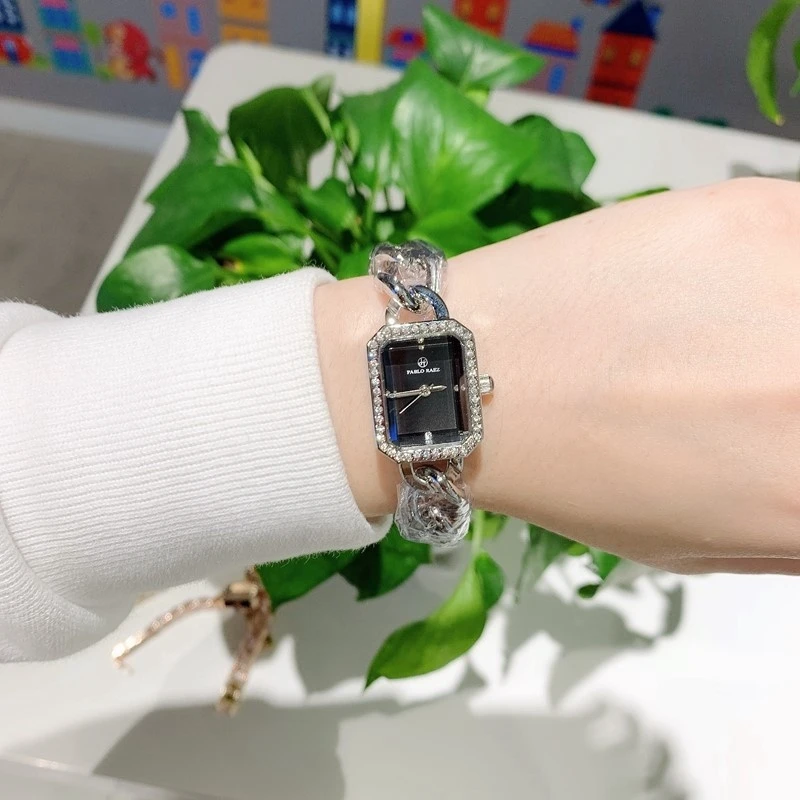 Часы женские квадратные кварцевые из стали | Наручные часы