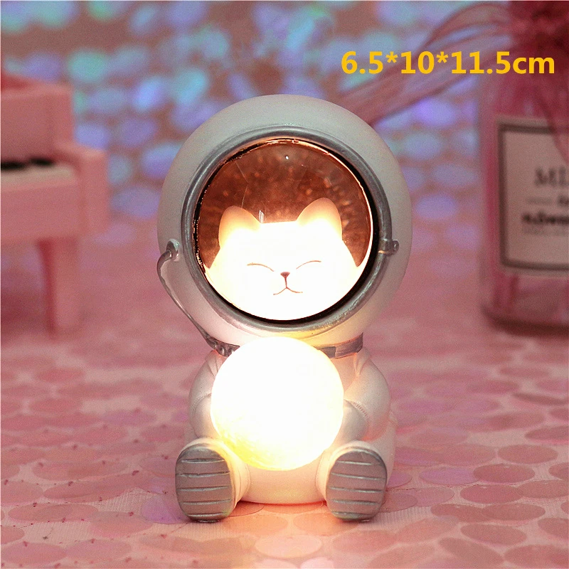 Small cat Ночной светильник LEDIARY Animal Astronaut, собака, кошка, медведь, украшения, светильник для животных, настольная лампа, теплый белый декор из смолы, светильник ing - Испускаемый цвет: Small cat