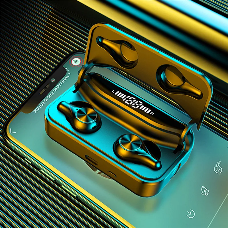 

Bluetooth 5.1 Wireless Headphones with microphone Waterproof Sport TWS Earphones Touch Control Music Earbuds Mini Flashlight