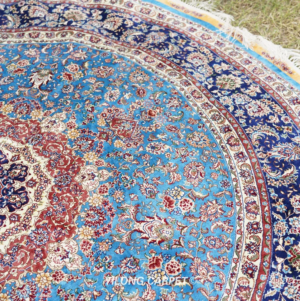 Традиционный персидский синий медальон Yilong 6 'x 6' круглые восточные коврики