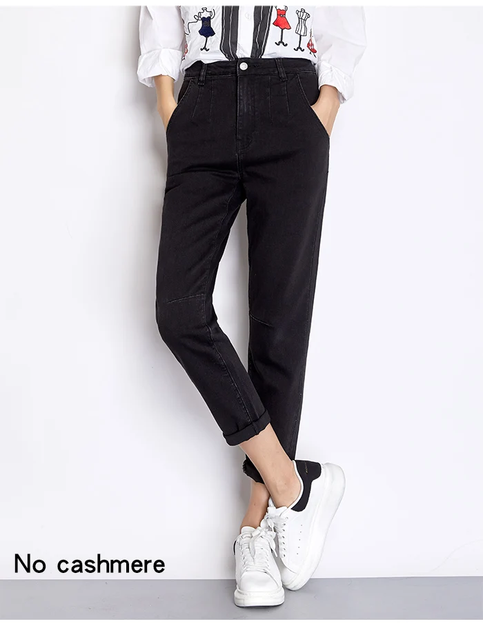 LEIJIJEANS, Новинка осени, повседневный стиль, Классические черные джинсы размера плюс, высокая талия, полная длина, хлопковые Свободные Женские джинсы-шаровары, 7356(R