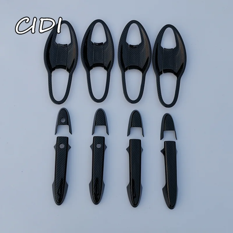 

For Honda CITY 2015-2019 Honda Ballade Grace Black Carbon Fiber pattern Door Handle Bowl Cover Bezel Trim 2016 2017 2018