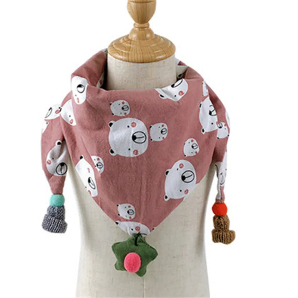 

Cotton Scarf Girls Boys Shawl Neckerchief Print Triangle Scarf Pure Color Kid Baby Bib Collar Wear Accessories Children Scarf