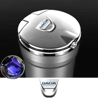 creative car ashtray for dacia duster logan sandero with cover cigarette trash can with led light car interior accessories