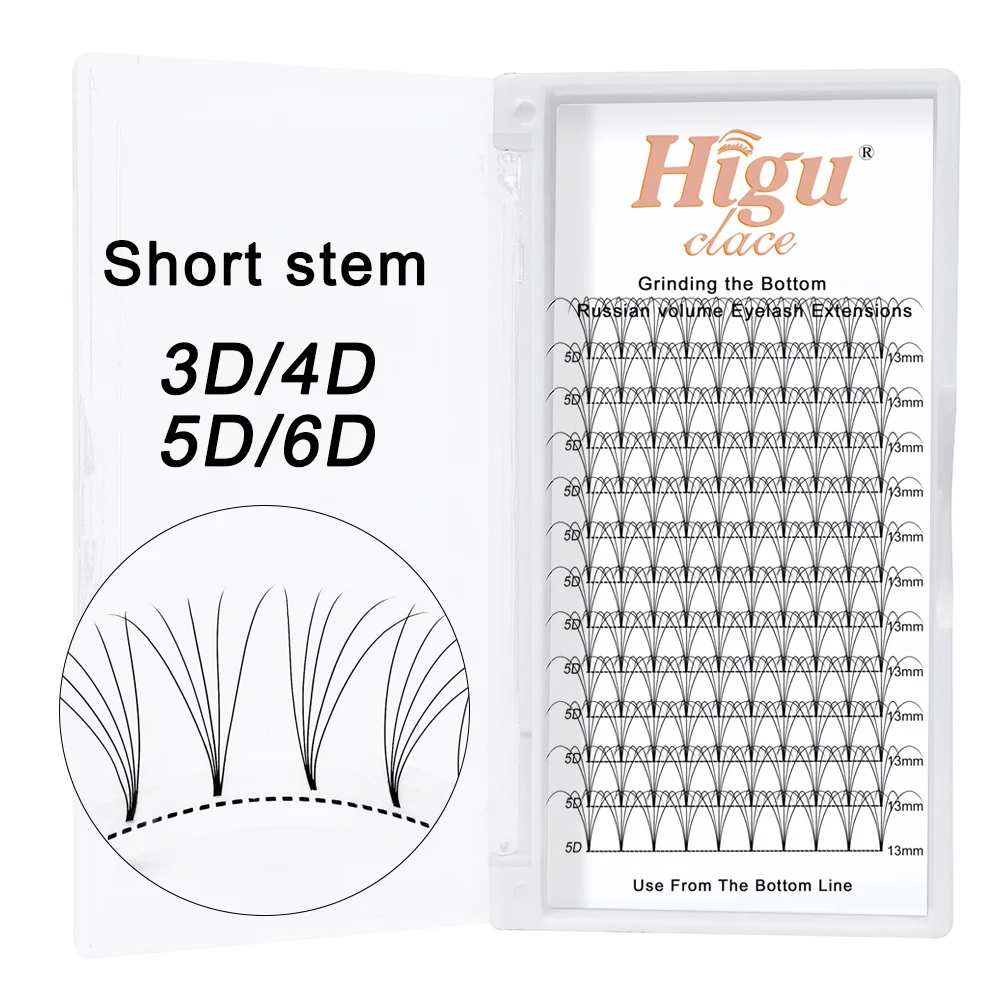 Higuclace Russian Premade Volume Lashes 3d/4d/5d/6d Short Stem Eyelash Extensions Faux Mink Fans Lash C/D Curl Makeup Cilios