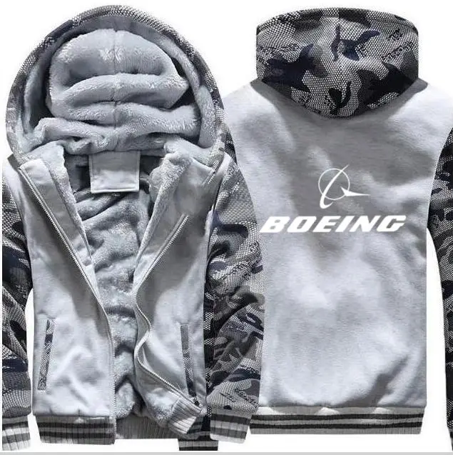 Мужская осенне-зимняя куртка с капюшоном BOEING Airbus, Спортивная утепленная камуфляжная куртка на молнии(может быть настроена на заказ - Цвет: Королевский синий