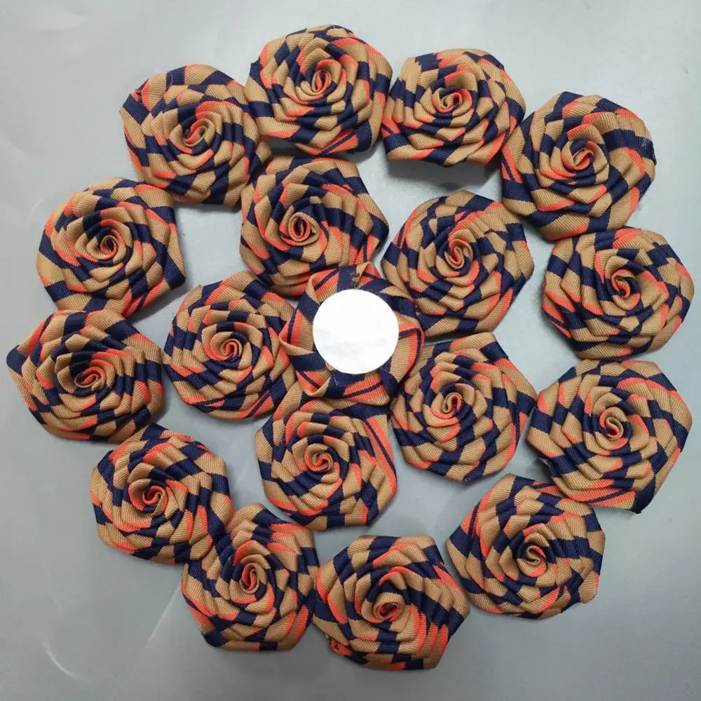 10Pieces/Lot Size 4.5CM Polyester Ribbon Rose Flower Colour Flat Flowers Hand DIY Wedding Bouquet Girl Hair Cloth Accessories | Дом и сад