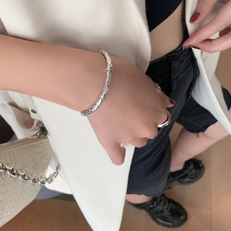 

SJCO-9 Rhombus Open Bangles for Women Men Geometric Cuff Bangles Jewelry Gifts