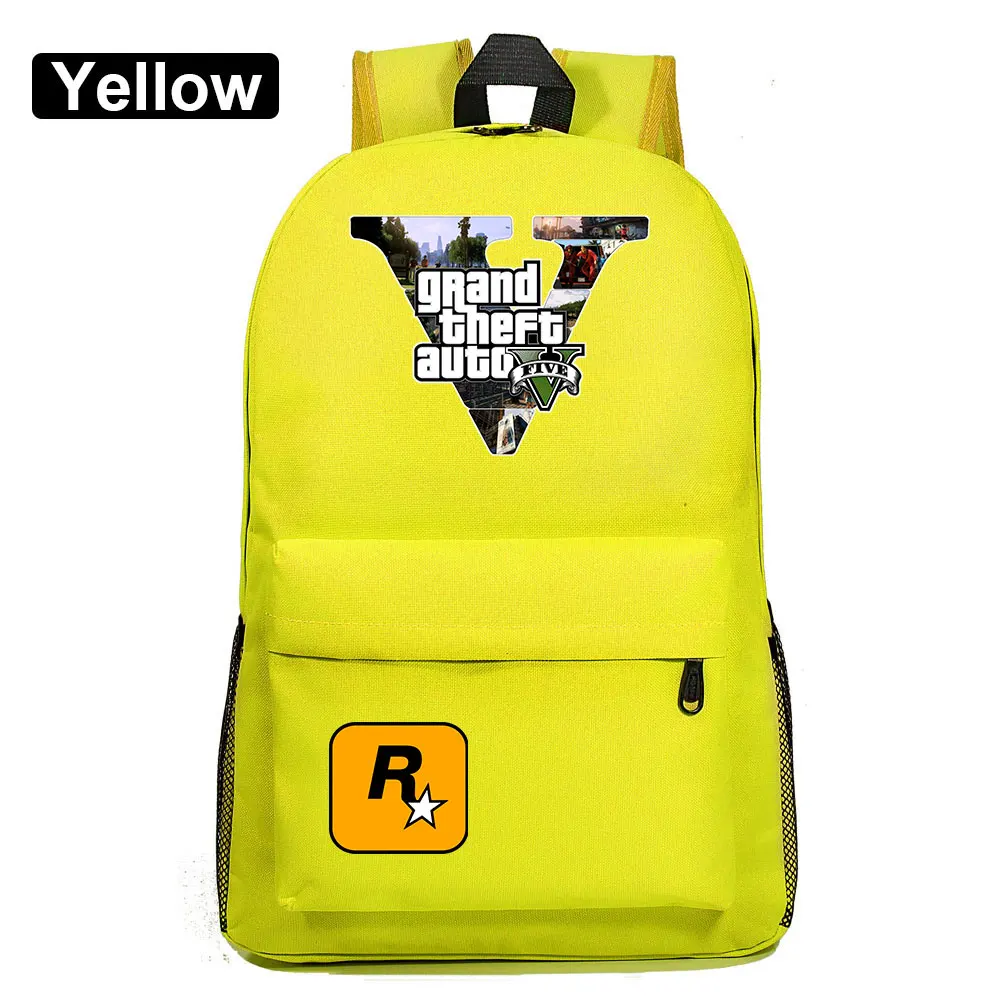 A34-15 Подарочные игры с героями мультфильмов, GTA5, клетчатая школьная сумка ярких цветов для мальчиков и девочек, женский рюкзак, школьные сумки для подростков, холщовые мужские школьные рюкзаки - Цвет: A34-15