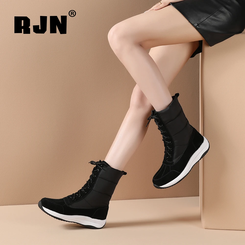 Harga RJN Baru Musim Gugur Pergelangan Kaki Sepatu Kasual Tinggi Kualitas Bernapas Kulit Sapi Handmade Boots Lace-Up Sepatu Wanita RO380