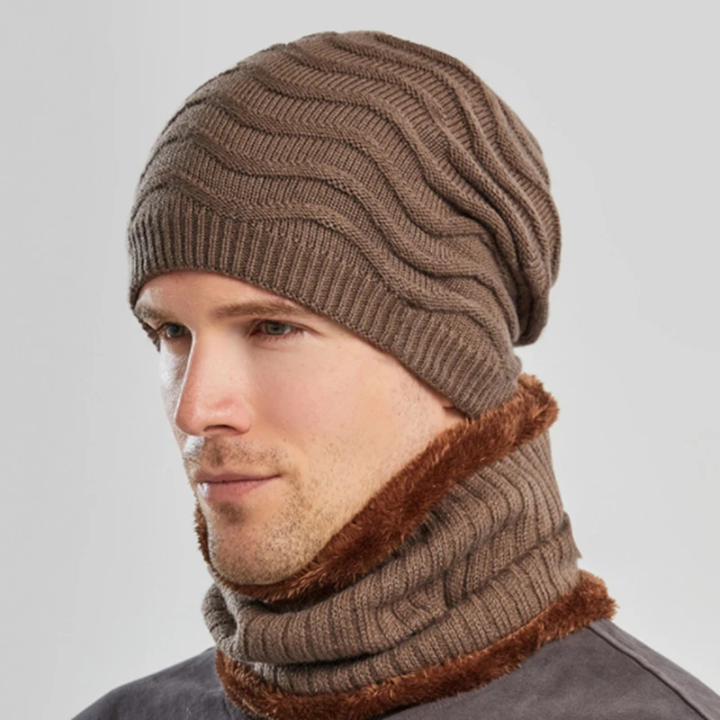 

Three-Piece Knitted Hats Scarf Gloves Set Autumn Winter Warm Fashion Gilr Hat Boy Cap Thick Wool Fashion 3-Piece Set Solid Color
