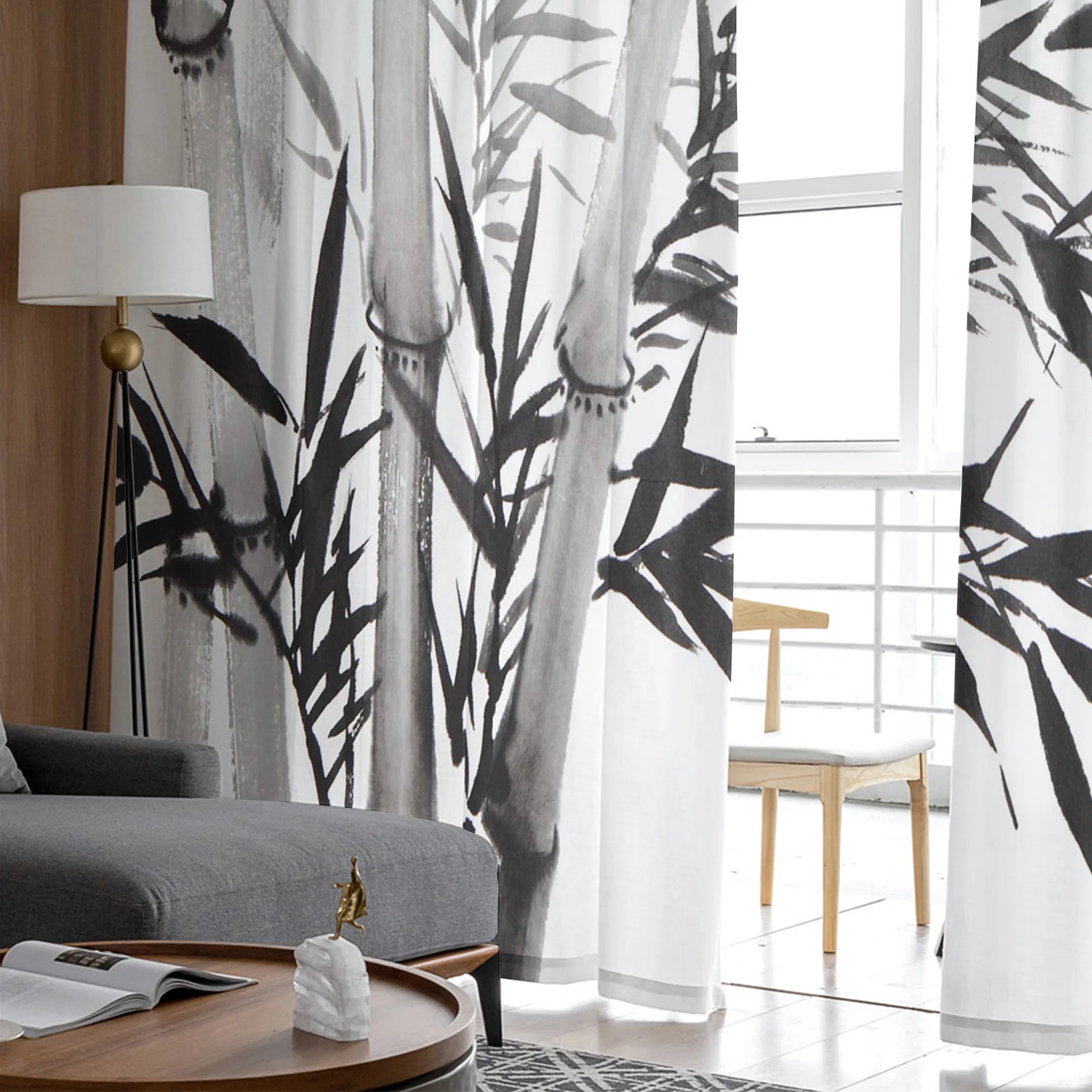 Занавески из бамбука с китайским рисунком тушью растениями для девочек детской