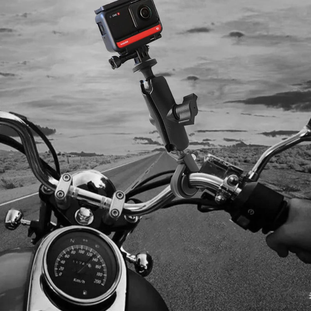 TUYU Motorcycle Camera Holder Handlebar Mount Bracket for GoPro DJI & Insta360 One R X2 X3 Invisible Selfie Stick Bike Clamp images - 6
