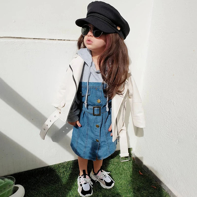 Модные куртки и пальто для девочек детские Куртки из искусственной кожи кожаное