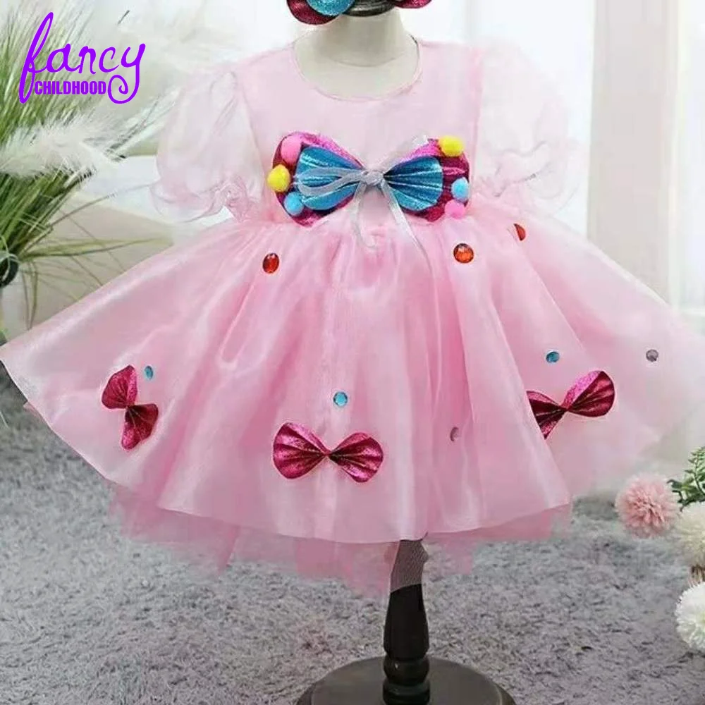 

Beautiful Puff Sleeve Flower Girls Wedding Dress Children Party Tutu Gown for Kids Princess Childrens Dress Up Costume Dress