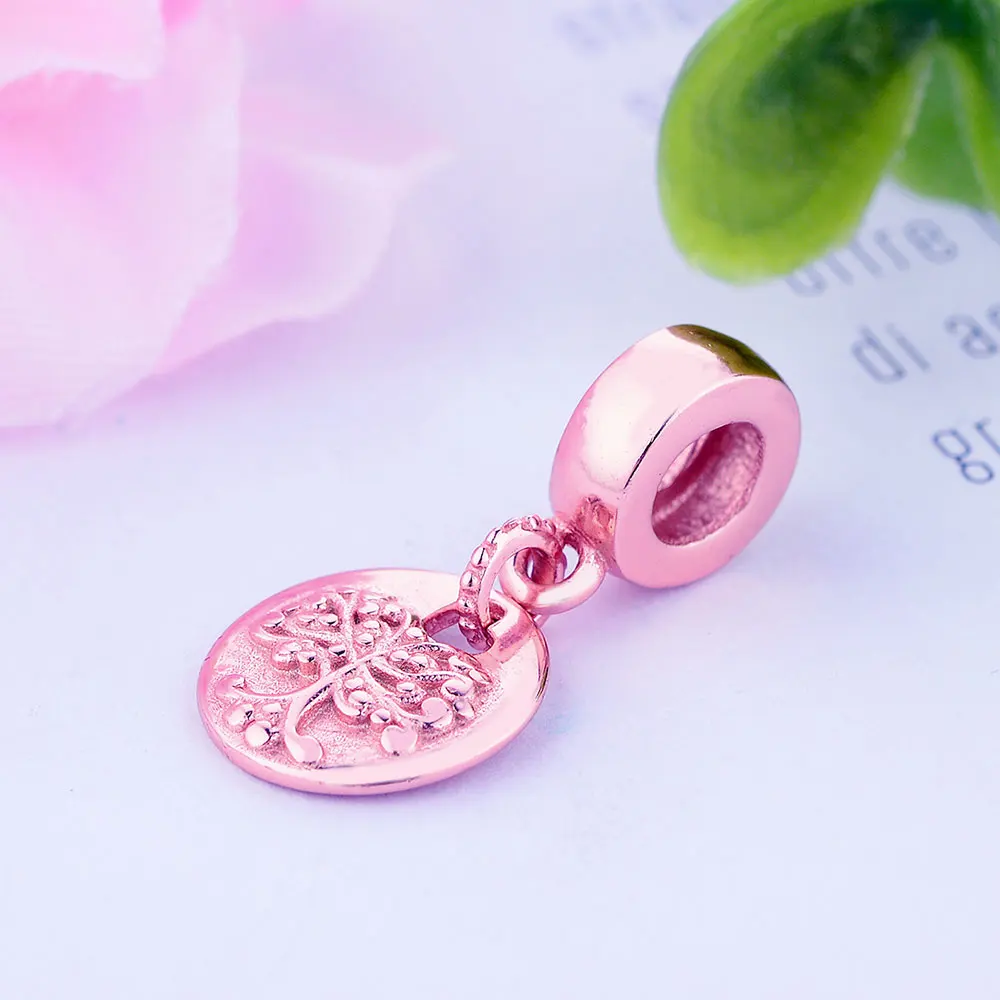 

Berloque 100% 925 Sterling Silver Rose Gold Color Tree Dangle Beads Charms Fit Charms Bracelets Jewelry Making