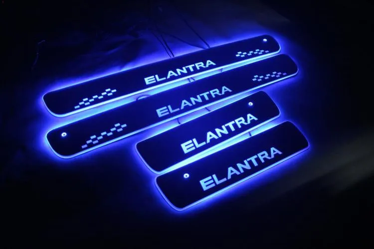 

Express delivery led door sill plate strip welcome light threshold guard protectors for hyundai elantra