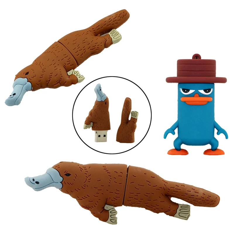 Usb Flash Drive Cartoon Animal Perry Platypus USB Memory Stick Duckbill Device Pen 64GB 32GB 16GB 8GB Pendrive | Компьютеры и офис