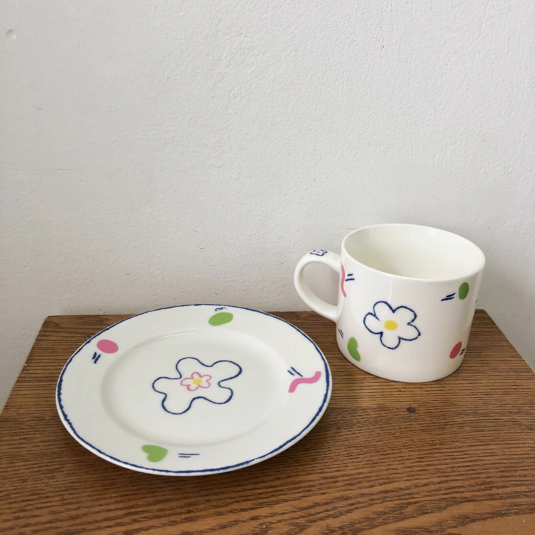 Креативный современный набор чашек для чая милый фарфоровый цветок многоразовая