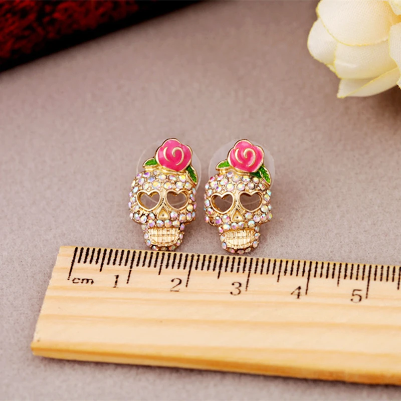 ER420 европейской и американской моды торговля Ювелирные Розы Цветочный череп