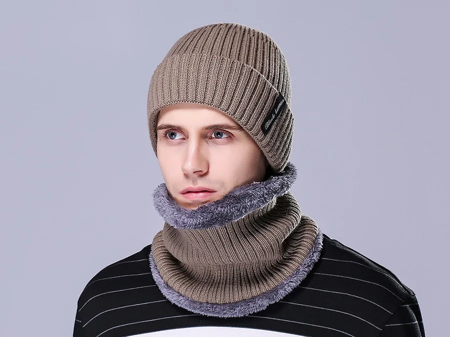 Зимние шапки для мужчин шарф вязанные шапки кепки маска Warm капот Теплые Мешковатые зимние шапки для мужчин женщин Skullies Beanies шапки