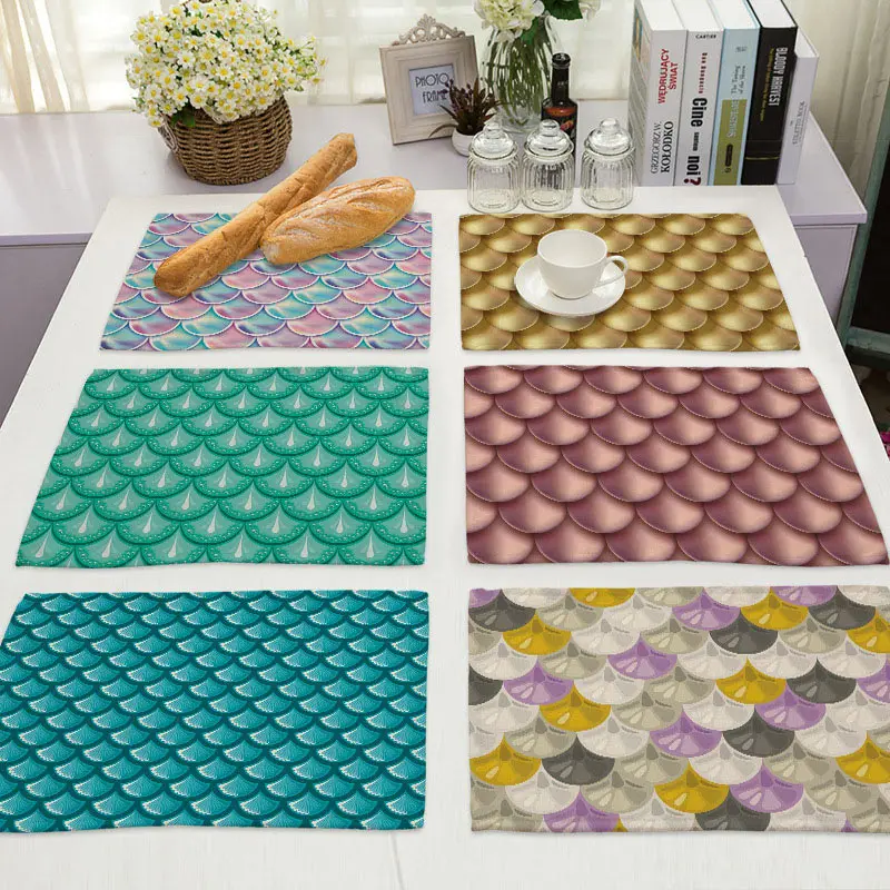 

Table Placemats Cotton Linen Diamond Printed Coasters Kitchen Accessories Insulation Table Dishes Decorations Mats 42*32cm 1pc