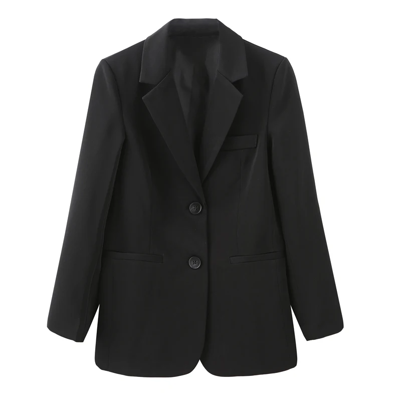 Black Formal Business Blazers Women Elegant Straight Oversize Spring Office Ladies England Style Retro Solid Long Sleeve Tops | Женская