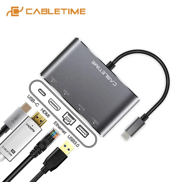 Кабель USB C высокого качества концентратор type C 3,1-3 порта USB 3,0 с usb type C 4 в 1 концентратор для ноутбука Windows samsung C039 - Цвет: 0.15m 4in1