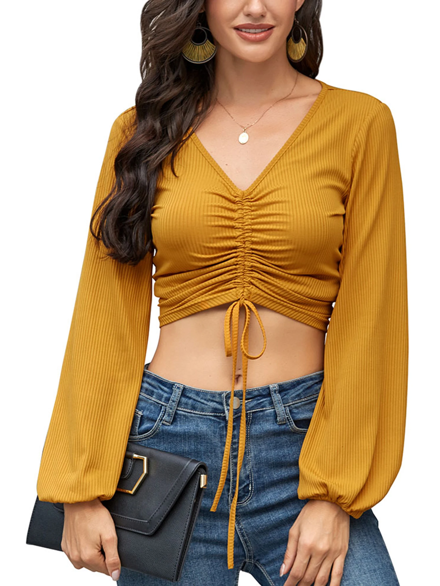 Женская Летняя Сексуальная Повседневная облегающая футболка с v образным