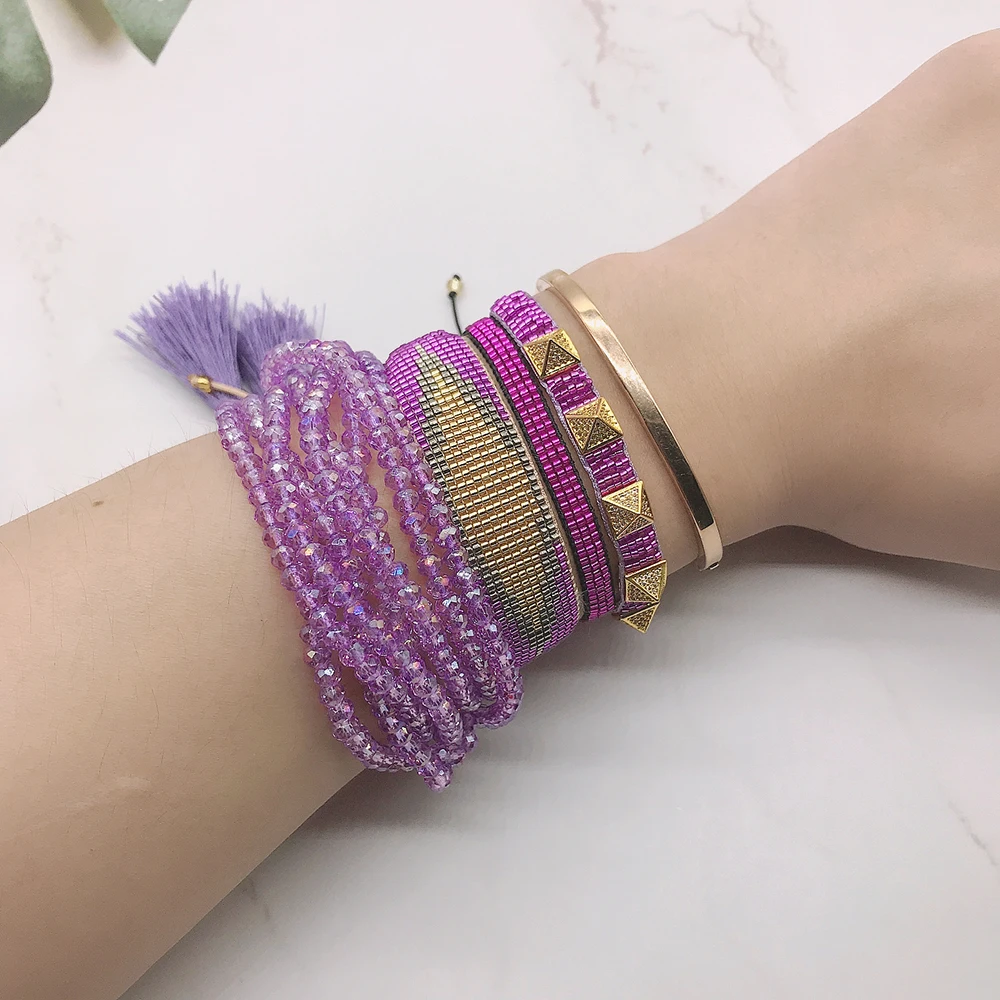 

BLUESTAR MIYUKI Bead Bracelet For Women Turkish Eye Pulseras Mujer Moda Micro Pave Zircon Armband Crystal Bead Tassel Handmade