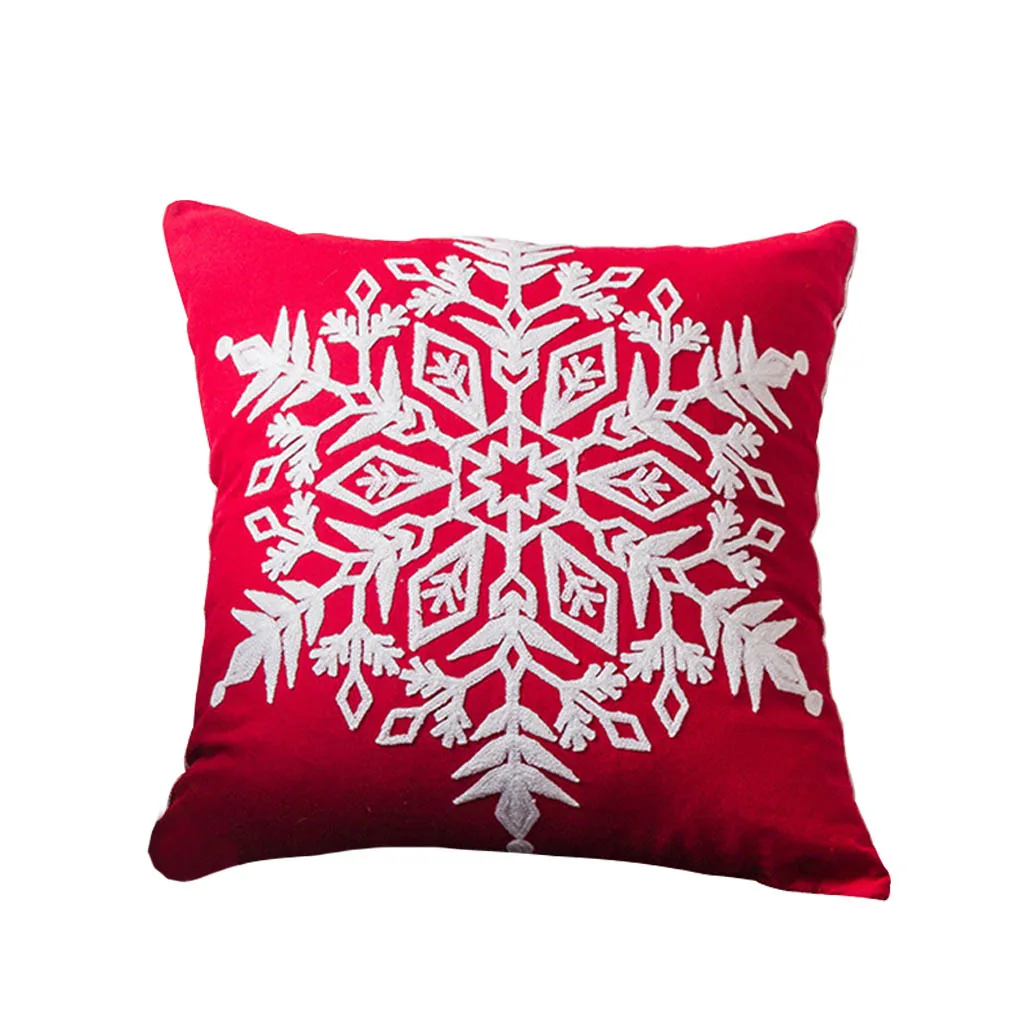 

Christmas Throw Pillow Cover Cotton Linen Snowflacke Snowman Pillowcase for Xmas Festival Decoration