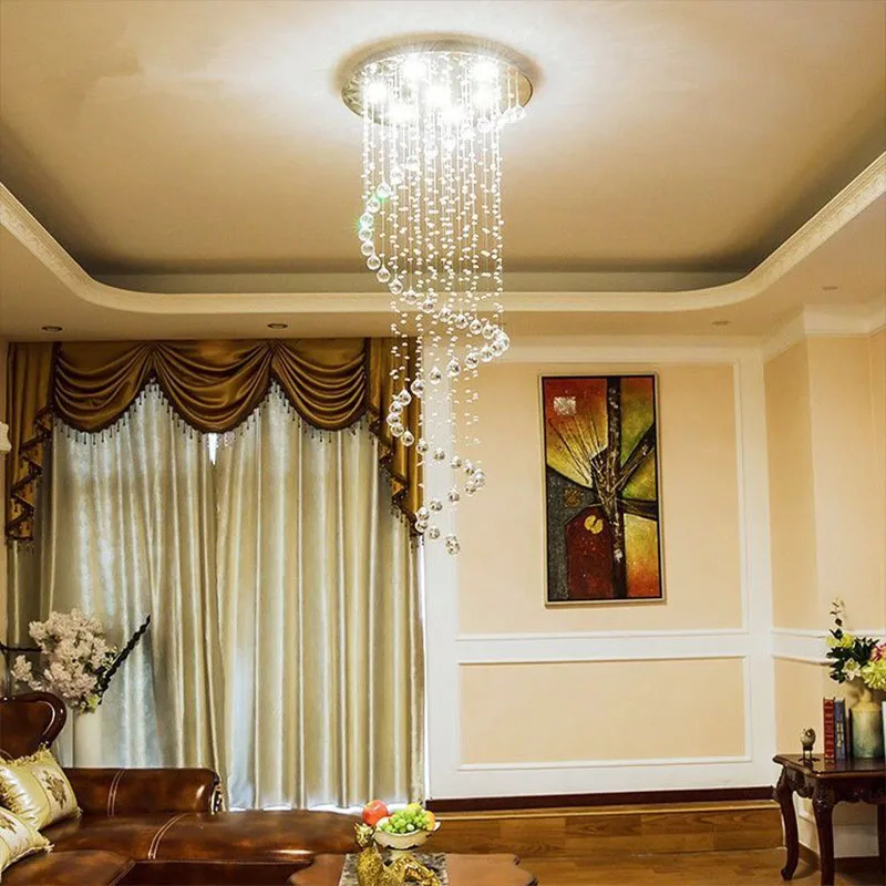 

Modern European style crystal chandelier staircase light living room LED chandelier villa lobby hotel light luxurious atmosphere